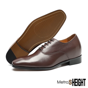 [700532-15] รองเท้าเสริมส้นชาย รองเท้าเพิ่มความสูง 7 เซ็นติเมตร Light Brown Leather Raymond Shoes