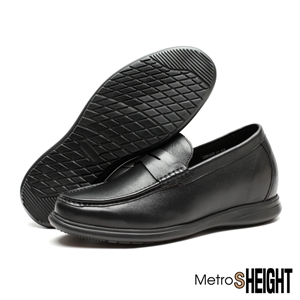 [60012D] รองเท้าเสริมส้นชาย รองเท้าเพิ่มความสูง 6 เซ็นติเมตร Black Leather Gilbert Shoes
