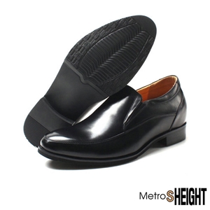 [700H21] รองเท้ารับปริญญาเสริมส้น เพิ่มความสูง แบบซ่อนส้น 7 เซ็นติเมตร Black Leather Boyd Shoes