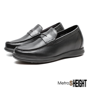 [60012D] รองเท้ารับปริญญาเสริมส้น เพิ่มความสูง แบบซ่อนส้น 6 เซ็นติเมตร Black Leather Gilbert Shoes
