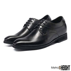 [70082D] รองเท้าคัทชูชายเสริมส้น เพิ่มความสูง 7 cm. Black Leather Ashcroft Shoes