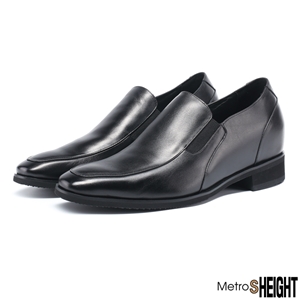 [700281D] รองเท้าคัทชูชายเสริมส้น เพิ่มความสูง 7 cm. Black Leather Ras Shoes