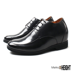[1000H02] รองเท้าเสริมส้นชาย รองเท้าเพิ่มความสูง 10 เซ็นติเมตร Black Leather Fleming Shoes