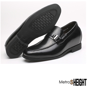 [70021D] รองเท้าเสริมส้นชาย รองเท้าเพิ่มความสูง 7 เซ็นติเมตร Black Leather Crispen Shoes