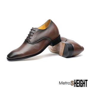 [700532-10] รองเท้าเสริมส้นชาย รองเท้าเพิ่มความสูง 7 เซ็นติเมตร Brown Leather Raymond Shoes