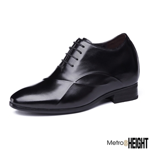 [10005559] รองเท้าคัทชูชายเสริมส้น เพิ่มความสูง 10 เซ็นติเมตร Black Leather Joyce Shoes