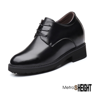 [100077-10] รองเท้าคัทชูชายเสริมส้น เพิ่มความสูง 10 เซ็นติเมตร Black Leather Mac Shoes