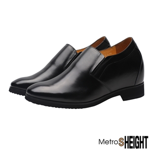 [1050H27] รองเท้าหนังคัทชูเสริมส้นชาย เพิ่มความสูง 10 เซ็นติเมตร Black Leather Lord Shoes