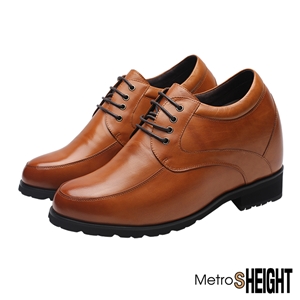 [120012D] รองเท้าบูทเสริมส้นชาย รองเท้าเพิ่มความสูง 12 เซ็นติเมตร Brown Leather Cleon Half Boots