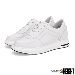 [80081DG] รองเท้าผ้าใบเสริมส้น เพิ่มความสูง 8 cm. White Leather Dover Trainers