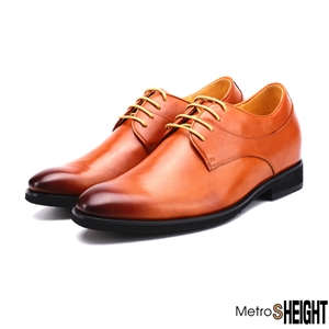 [70081D] รองเท้าคัทชูชายเสริมส้น เพิ่มความสูง 7 เซ็นติเมตร Brown Leather Jesse Shoes